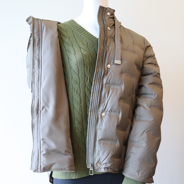 Olive Textured Puffer Jacket