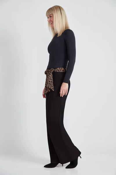 UP! Ponte Tie Sash Wide-Leg Pant Biscuit