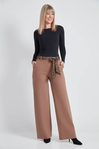 Ponte Tie Sash Wide-Leg Pant