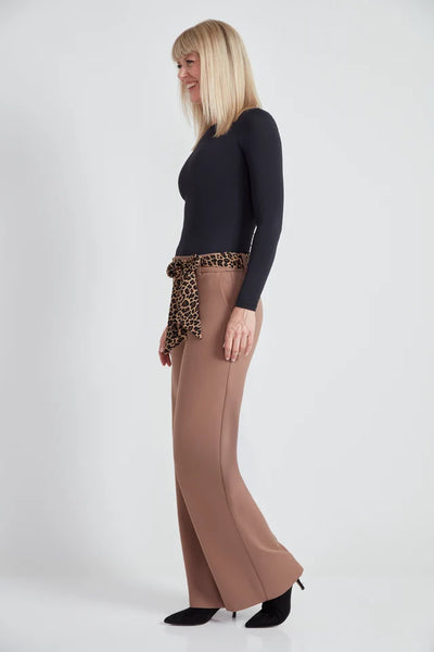 Ponte Tie Sash Wide-Leg Pant