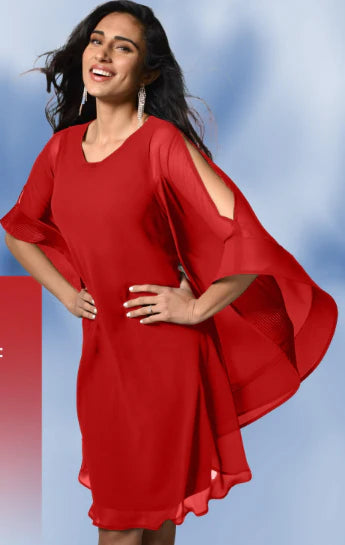 Dress with "dramatic" sleeves