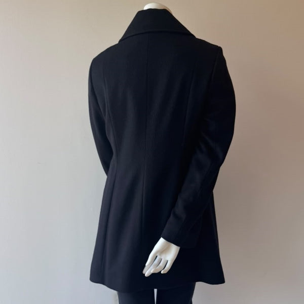HSO Italian Cashmere Wool Blend Zippered Cocoon Coat Black