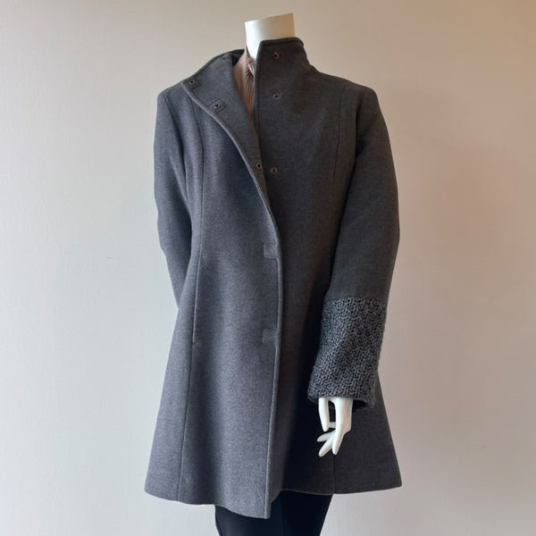 MALLIA Italian Cashmere Angora Wool Blend Princess Coat Grey Knit