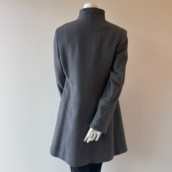 MALLIA Italian Cashmere Angora Wool Blend Princess Coat Grey Knit