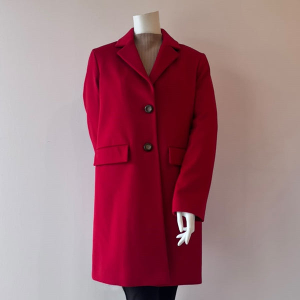 HSO 100% Italian Wool Cocoon Coat Bright Red