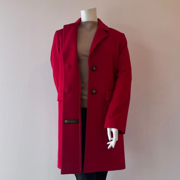 HSO 100% Italian Wool Cocoon Coat Bright Red