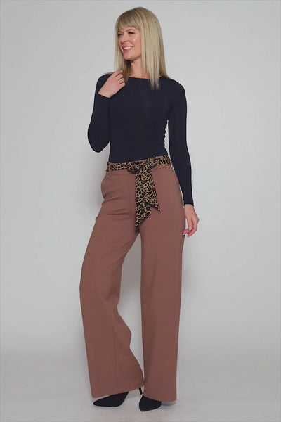 Ponte Tie Sash Wide-Leg Pant