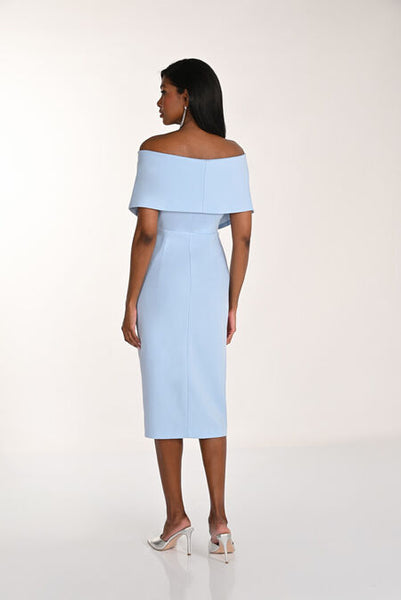 Sky Blue Off-Shoulder Midi Dress