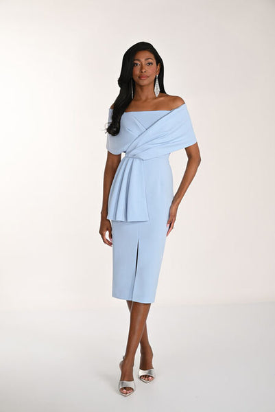 Sky Blue Off-Shoulder Midi Dress