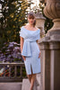 Sky Blue Off-Shoulder Midi Dress